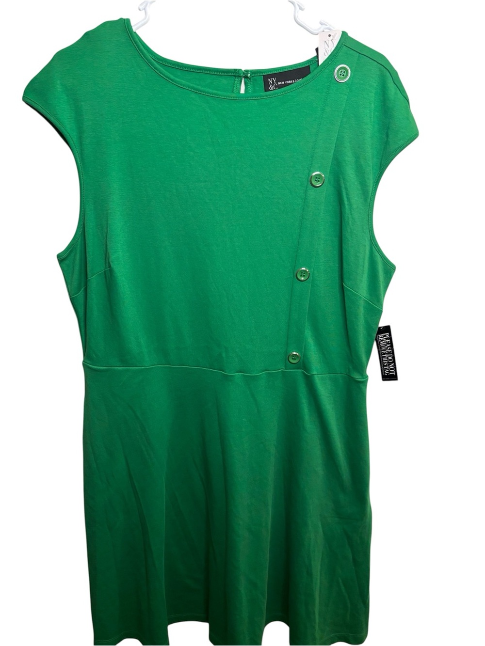 New York & Company Green Button Detail Dress - Picture 2 of 6